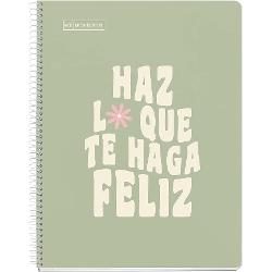 Caiet 1 A4 80file 90gr linii messages sage green MR46949