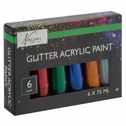 Set cu 6 culori acrilice cu glitter 6x75 ml JK000756