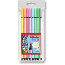 Carioca STABILO Pen 68 1mm, set 8 culori pastelate SW68801