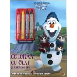 Disney. Regatul de gheata. Sarbatori cu Olaf. Coloram cu Olaf si prietenii lui. Contine 4 creioane cerate