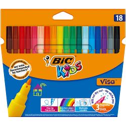 Markere de colorat BIC Kids Visa, lavabile, 18 culori 888681
