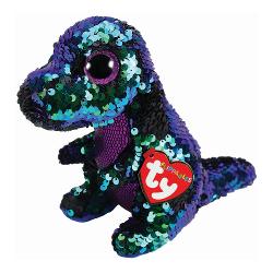 Jucarie de plus Beanie Boos Flippables CRUNCH - purple-green dinosaur/dinozaur mov-verde, 24cm, TY 36429