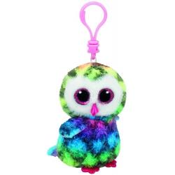 Jucarie de plus cu breloc Beanie Boos OWEN - multicolor owl/bufnita multicolora, 8.5cm, TY 35025