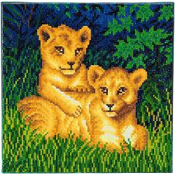 Set creativ tablou cu cristale,Lion Cubs 30x30cm CAK-A72