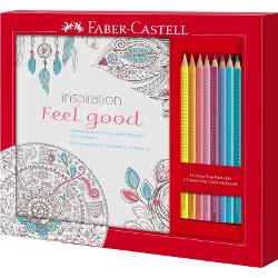 Set Cadou Feel Good 8 Creioane Colorate Grip + Carte Colorat Faber-Castell 201434