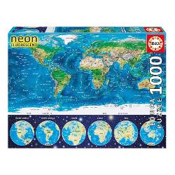 Puzlle 1000 piese neon world map 16760