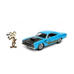 Set Masinuta Metalica Looney Tunes Road Runner 1970 Plymouth Scara 1:24 si Figurina Wile E Coyote 253255028