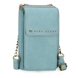 Geanta portofel, compartiment telefon, Pepe Jeans Diane, protectie RFID, albastru, 11x20x4 cm