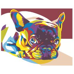 Set de pictura pe numere 40x50 cm - Catel Bulldog francez, panza de bumbac pe rama de lemn 1135