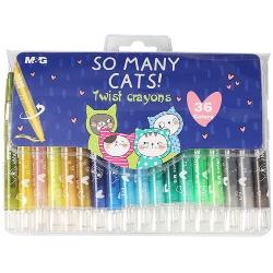 Creioane cerate retractabile MG So many cats, 36 de culori, in etui de PVC AGMX4338