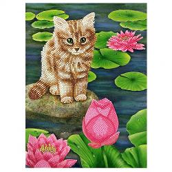 Set creativ tablou cu cristale Crystal Art Card, Pisicuta Lily, 21x29cm, Craft Buddy CCKXL-5