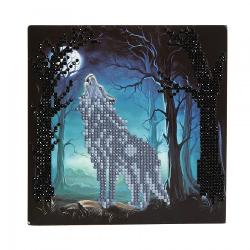 Set creativ tablou cu cristale Howling Wolf 18x18cm CCK-A12