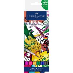 Marker pe baza de apa, cu 2 capete, 6 culori Faber-Castell Graffiti 164525