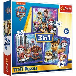 Puzzle 3 in 1 Trefl - Patrula Catelusilor, Gata De Actiune 34861